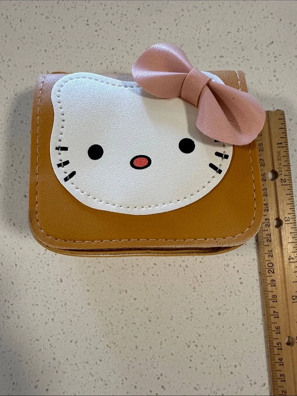 Hello Kitty Lt.Brown Mini Handbag/Crossbody with Pink Bow Hello Kitty Face, NWT
